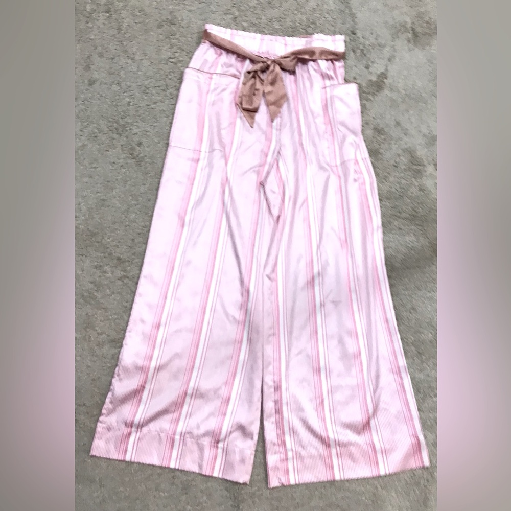 Victoria’s Secret Lounge Pants Wide Leg Striped High Waisted Pink